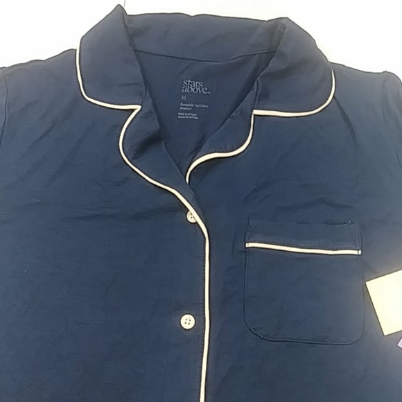 Stars Above Soft Short Sleeve PJ Top and Shorts Set Navy Size M - Picture 3 of 5